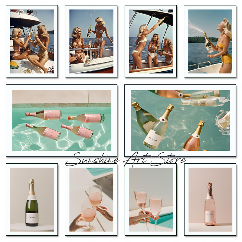 Luxury Lifestyle Pictures - الشمبانيا النساء حفلة الصيف الفن حمام