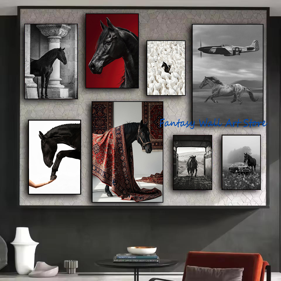 Luxury Lifestyle Pictures - صور خيول سوداء فاخرة بتصميم عتيق،